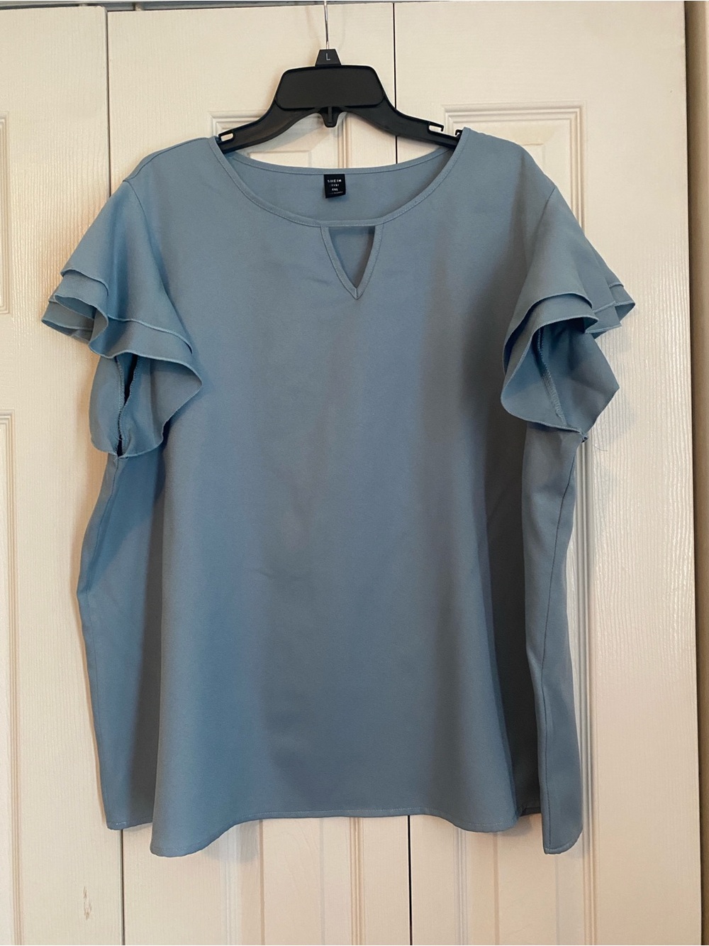 SHEIN Curve Women's Light Blue Ruffle Sleeve Tops size 4xl